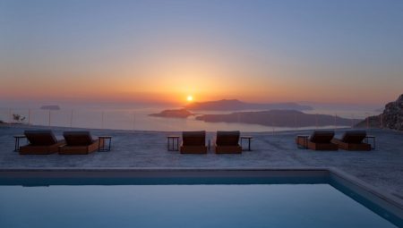 Sunset Hour At Private Luxury Villa At Megalohori Santorini